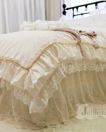 Serenity Lace Yarn Bedding Collection with Ruffled Elegance for Peaceful Slumbers