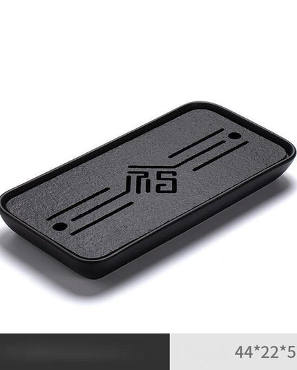 Sophisticated Handcrafted Chinese Stone Tea Tray Set with Efficient Water Drainage System - Essential for Tea Ceremonies