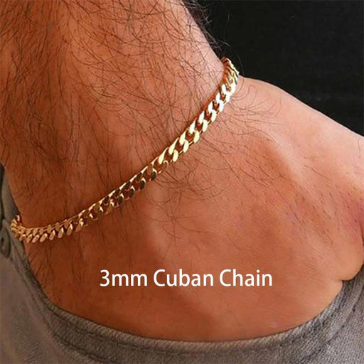 Elegant Personalized Gold Cuban Chain Name Bracelet crafted from Stainless Steel