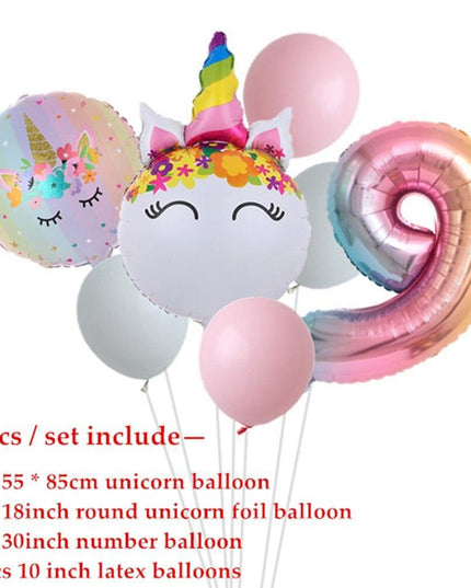 Enchanted Unicorn Number Balloon Set for Joyful 1-4 Year Celebrations