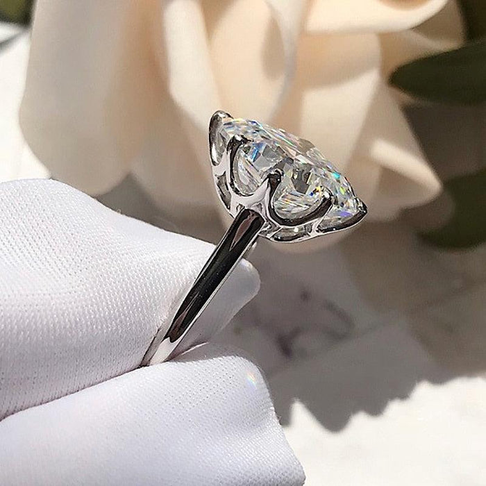 6 Carat Princess-Cut CZ Sterling Silver Ring with Classic Crown Setting
