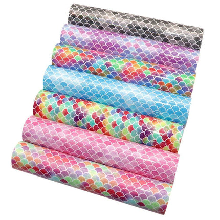 Enchanting Mermaid Scale Laser Etched Faux Leather Crafting Sheet for Creative Projects