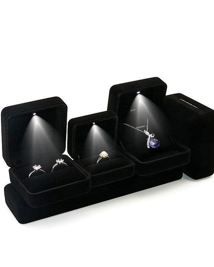 Illuminated Plush Jewelry Display Case with LED Lighting for Elegant Showcasing