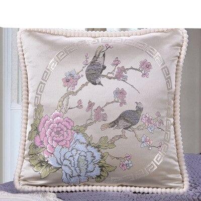 Elegant Handcrafted Beaded Jacquard Pillow Cover - Premium Home Decor Accent 48x48cm