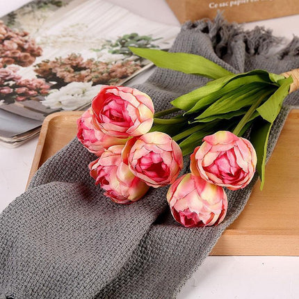 Luxurious 6-Piece Silk Tulip Flower Arrangement for Elegant Home Styling