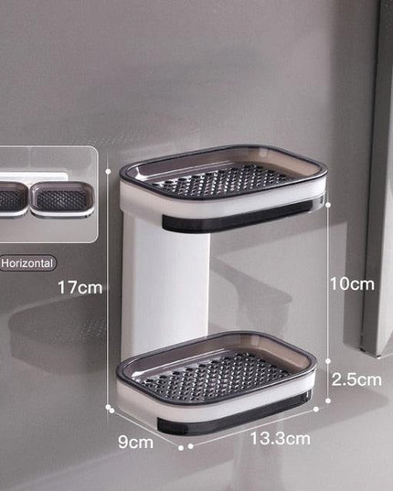 Double Layer Soap and Sponge Storage Shelf with Easy Installation and Draining Holder