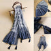 Blue Porcelain Print Cashmere Blend Shawl Wrap - Stylish Versatility for Every Event