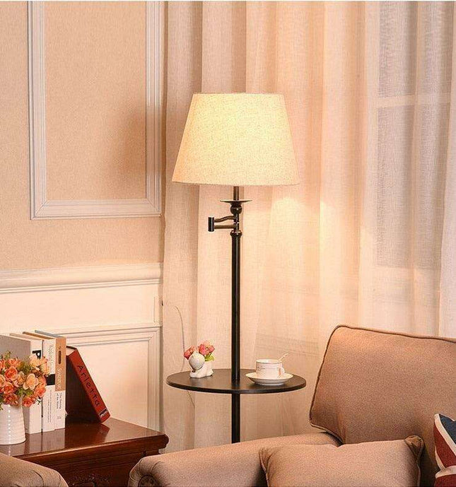 Chic Adjustable Nordic LED Floor Lamp with Fabric Shade and Sturdy Iron Base
