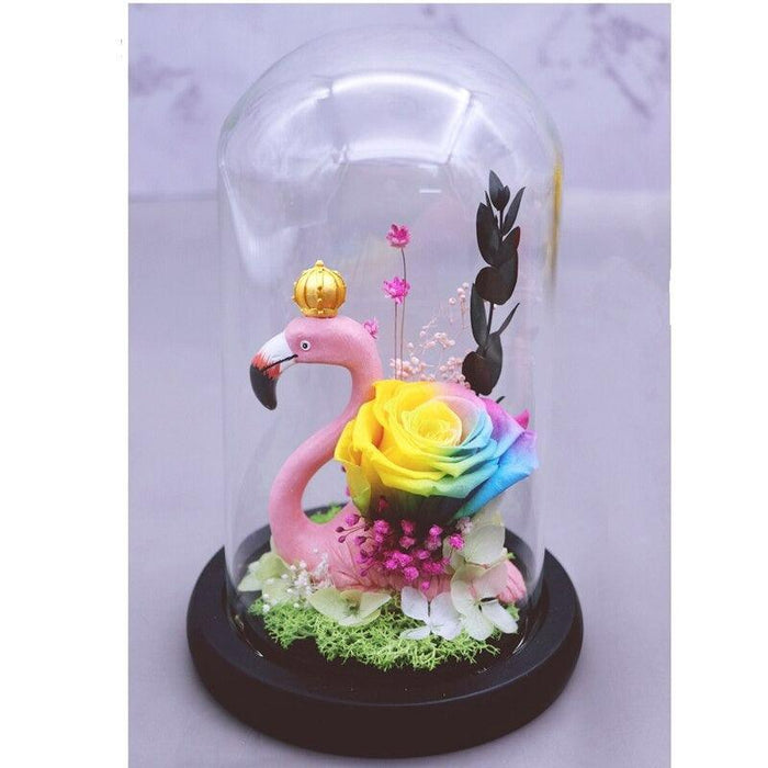 Meldel Immortal Rose Flower - Real Flower Glass Dome for Romantic Atmosphere