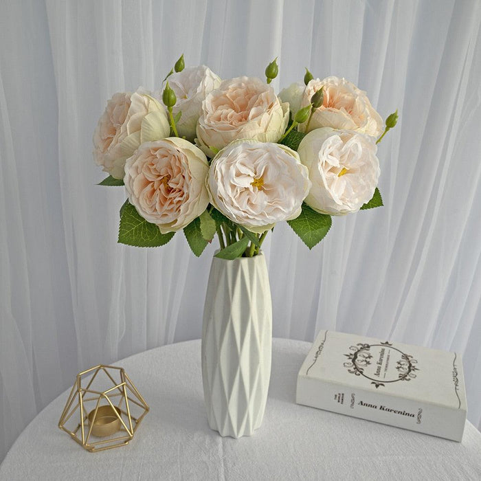 Austin Big Rose Silk Flowers Set - Set of 5 Single Head Flowers