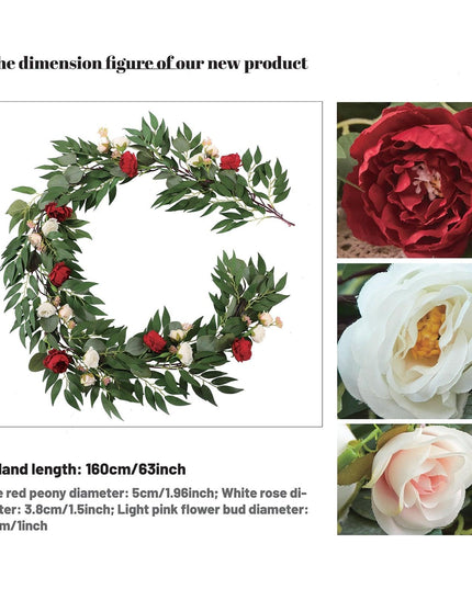 Chic Pink Rose and Eucalyptus Vine Garland - Ideal for Home and Event Decoration