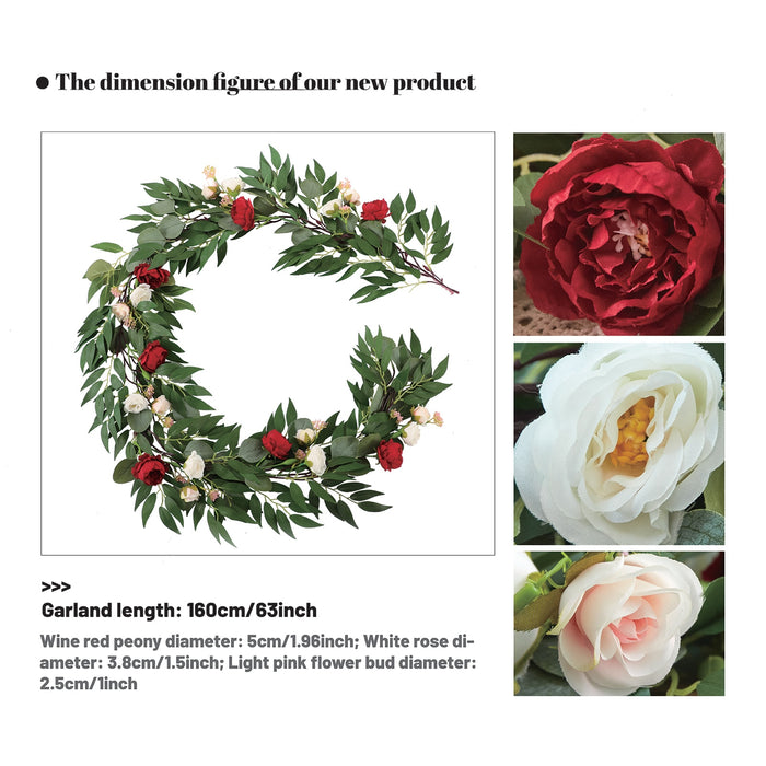 Elegant Pink Rose and Eucalyptus Vine Garland for Wedding and Home Decor