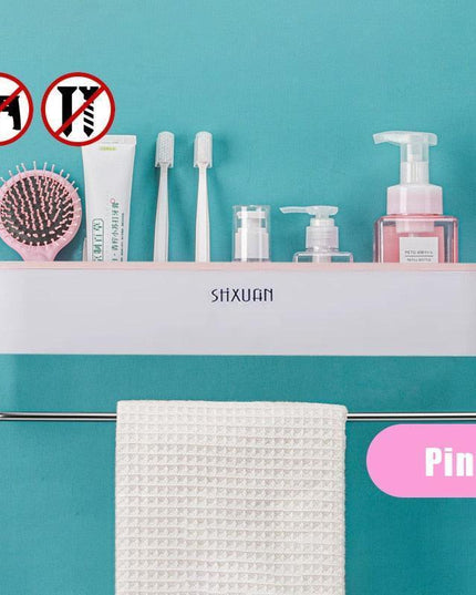 Sleek Space-Saving Wall Storage Rack for Bathroom Essentials