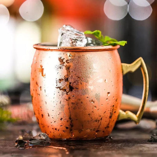 Golden Hammered Moscow Mule Mugs - Premium Copper Plated Steel Cups
