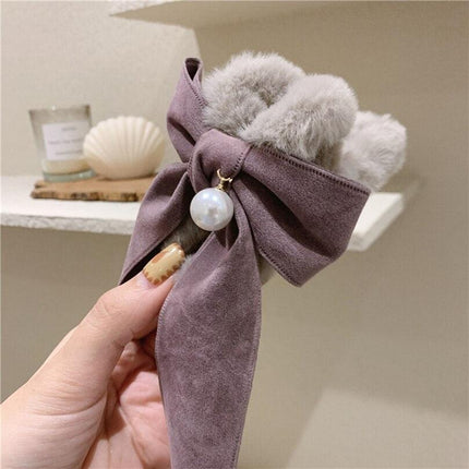 Chic Faux Fur Bow Hair Claw - Winter Essential Accessory for Women