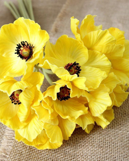 Sophisticated PU Poppy Floral Set - 10 Lifelike Arrangements