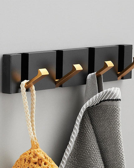 Modern Black Gold Compact Folding Towel Rack