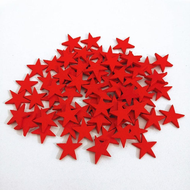 Elegant 100-Piece Red, White, and Silver Wooden Star Cutouts - Creative Crafting Essentials