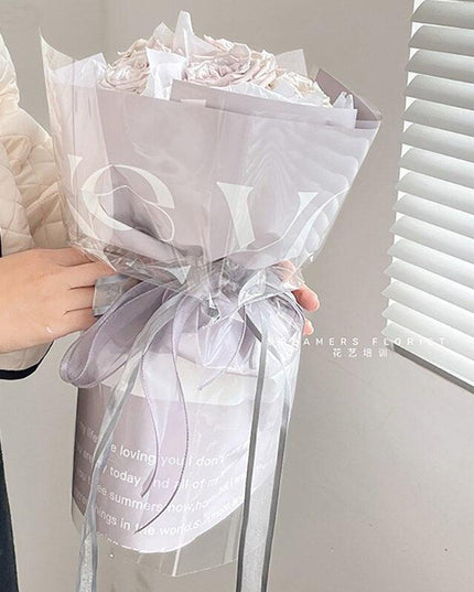 Elegant Floral Wrap with English Letter Design - Waterproof Bouquet Enhancer
