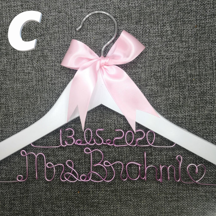 Personalized Wedding Hanger - Elegant Custom Name & Date Bridesmaid Gift