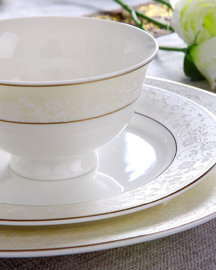 Sophisticated 60-Piece Handcrafted Korean Porcelain Dinnerware Set