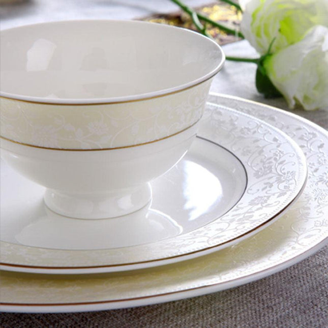 Sophisticated 60-Piece Handcrafted Korean Porcelain Dinnerware Set