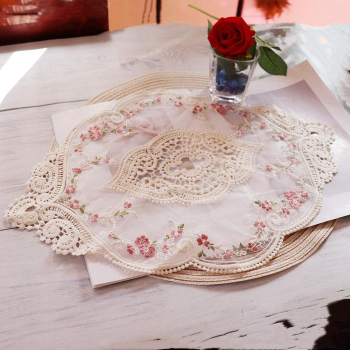 Graceful Lace-Embellished Table Mats - Enhance Your Dining Atmosphere