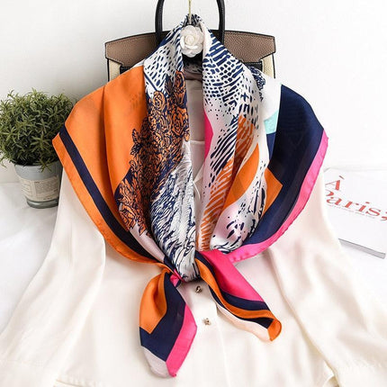 Elegant 90x90cm Silk-Feel Scarf for Women - Luxurious and Versatile Accessory