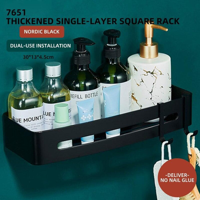 Elegant Space Aluminum Bathroom Organizer: Chic Wall-Mounted Storage Rack