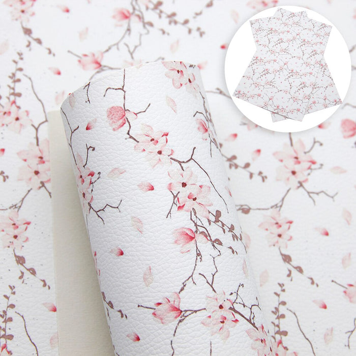 Elegant 20*33cm Floral Motif Faux Leather Fabric for DIY Crafts and Handmade Accessories