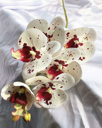 Sophisticated Elegance: Lifelike Faux Orchid Stem for Timeless Home Decor