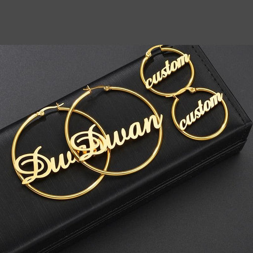Customized Hoop Earrings with Personalized Name for Women - Circle Letter Earring