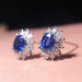 Luxurious Silver Botanica Lab Sapphire Earrings - Exquisite Craftsmanship