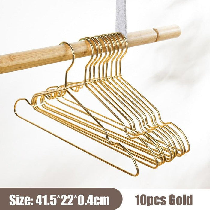 Luxury Metal Clothes Hangers Set (Pack of 10) - Premium Non-Slip Design for Efficient Wardrobe Organization