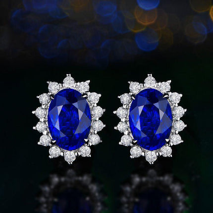 Elegant Silver and Lab Sapphire Botanica Earrings - Artfully Crafted Luxury