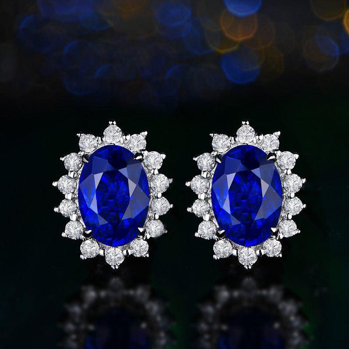 Opulent Botanica Lab Sapphire Earrings crafted from Premium Original S925 Silver