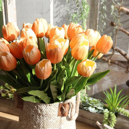Eternal Spring: Vibrant 5-Piece Tulip Bouquet for Wedding & Home Decor