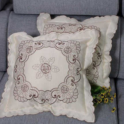 Chic Floral Embroidered Cushion Cover