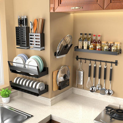 Sleek Multi-Purpose Aluminum Storage Rack with Chic Hooks