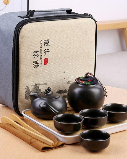 Elegant Handcrafted Ceramic and Metal Tea Ceremony Set with Decorative Tray - Essential for Tea Lovers