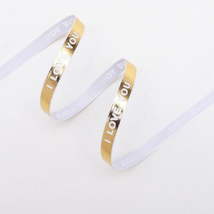 Luxurious Gold Bar Design Ribbon - 1cm Wide, 45 Yards for Exquisite Crafting and Gift Wrapping