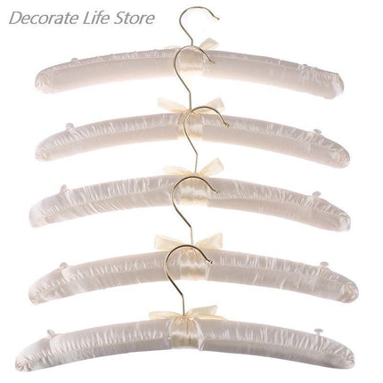 Chic Beige and White Satin Padded Hanger Collection - Elevate Your Wardrobe Aesthetics