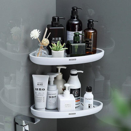 Smart Triangular Bathroom Organizer with Drainage System