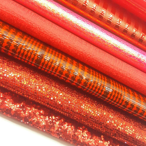 Red Sparkle PU Leather Sheets for Crafting Excellence