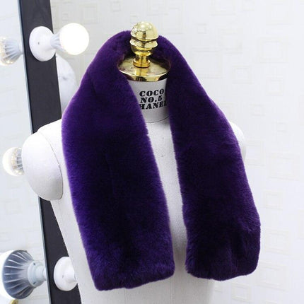 Exquisite Rex Rabbit Fur and Leather Korean Winter Wrap