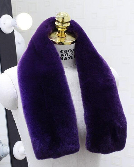 Exquisite Rex Rabbit Fur and Leather Korean Winter Wrap