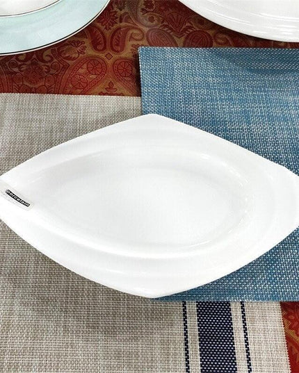 Sleek Rhombus Wave Ceramic Plate Set for an Upscale Dining Experience