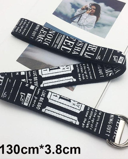 Trendy Unisex Harajuku Letter Printed Canvas Belt - Essential Accessory for Style Aficionados