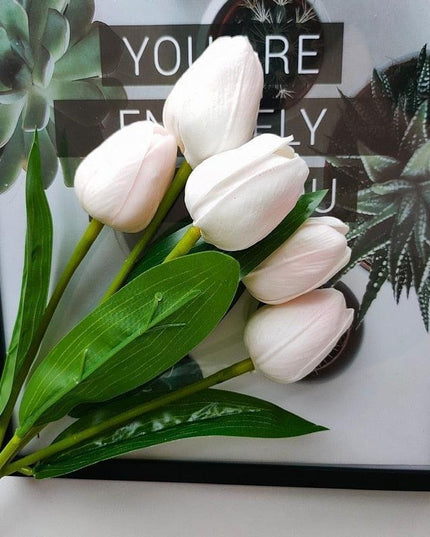 Luxurious Hot Pink Tulip Arrangement: Realistic Touch Flower Stems