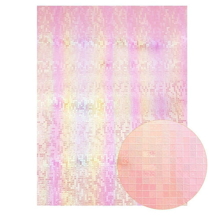 Sparkling Pink Holographic Heart Glitter Fabric - Premium Crafting Delight